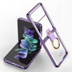 Galaxy Z Flip 3 Case Zore Ringed Kıpta Cover Purple