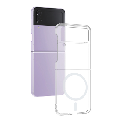 Galaxy Z Flip 4 Camera Protected M-Safe Charging Transparent Zore London Hard PC Case Şeffaf