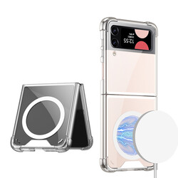 Galaxy Z Flip 4 Case with Wireless Charging Featured Airbag Zore Kıpta Anti Shock Magsafe Cover Colorless