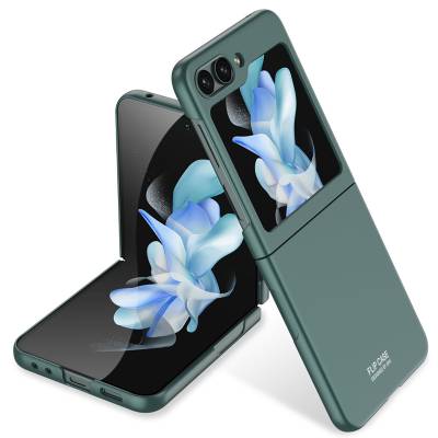 Galaxy Z Flip 5 Case Zore Hard Kipta Cover Dark Green