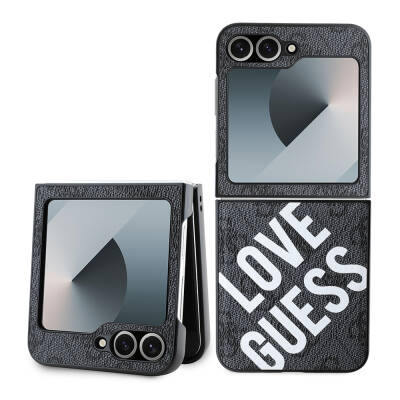 Galaxy Z Flip 6 Case Guess Original Licensed Love Guess Printing Cover Black