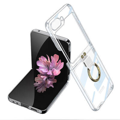 Galaxy Z Flip 6 Case Zore Ring Kipta Cover Şeffaf