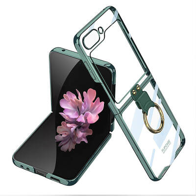 Galaxy Z Flip 6 Case Zore Ring Kipta Cover Dark Green