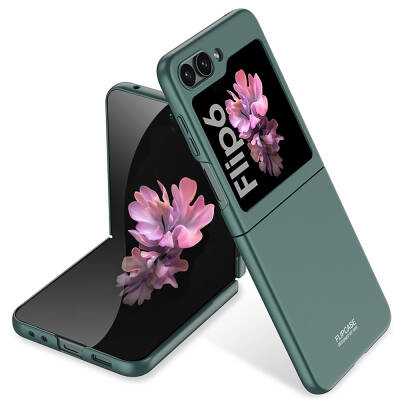 Galaxy Z Flip 6 Case Zore Sert Kıpta Case Cover Dark Green