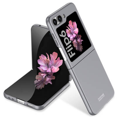 Galaxy Z Flip 6 Case Zore Sert Kıpta Case Cover Grey