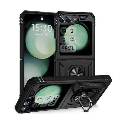 Galaxy Z Flip 6 Case Zore Vega Cover Black