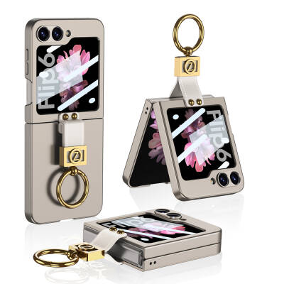 Galaxy Z Flip 6 Case Zore Z Letter Ring Cover Titanyum-Gri