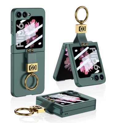 Galaxy Z Flip 6 Case Zore Z Letter Ring Cover Dark Green