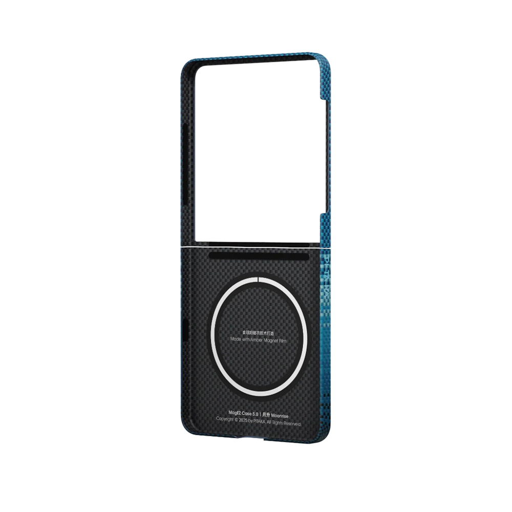 Galaxy Z Flip 7 Case M-safe Charging Feature Aramid Fiber Pitaka Tactile Woven Sunset-Moonrise Series Cover - 5