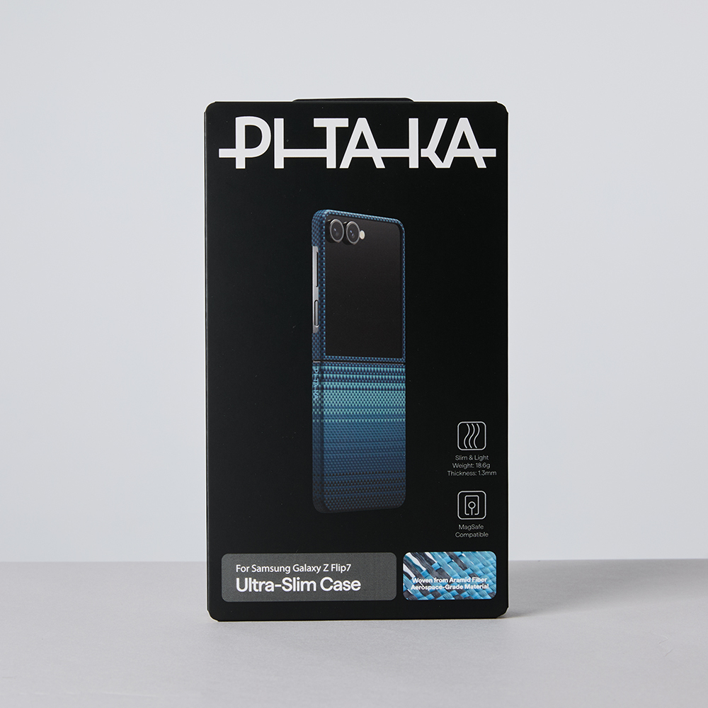 Galaxy Z Flip 7 Case M-safe Charging Feature Aramid Fiber Pitaka Tactile Woven Sunset-Moonrise Series Cover - 13
