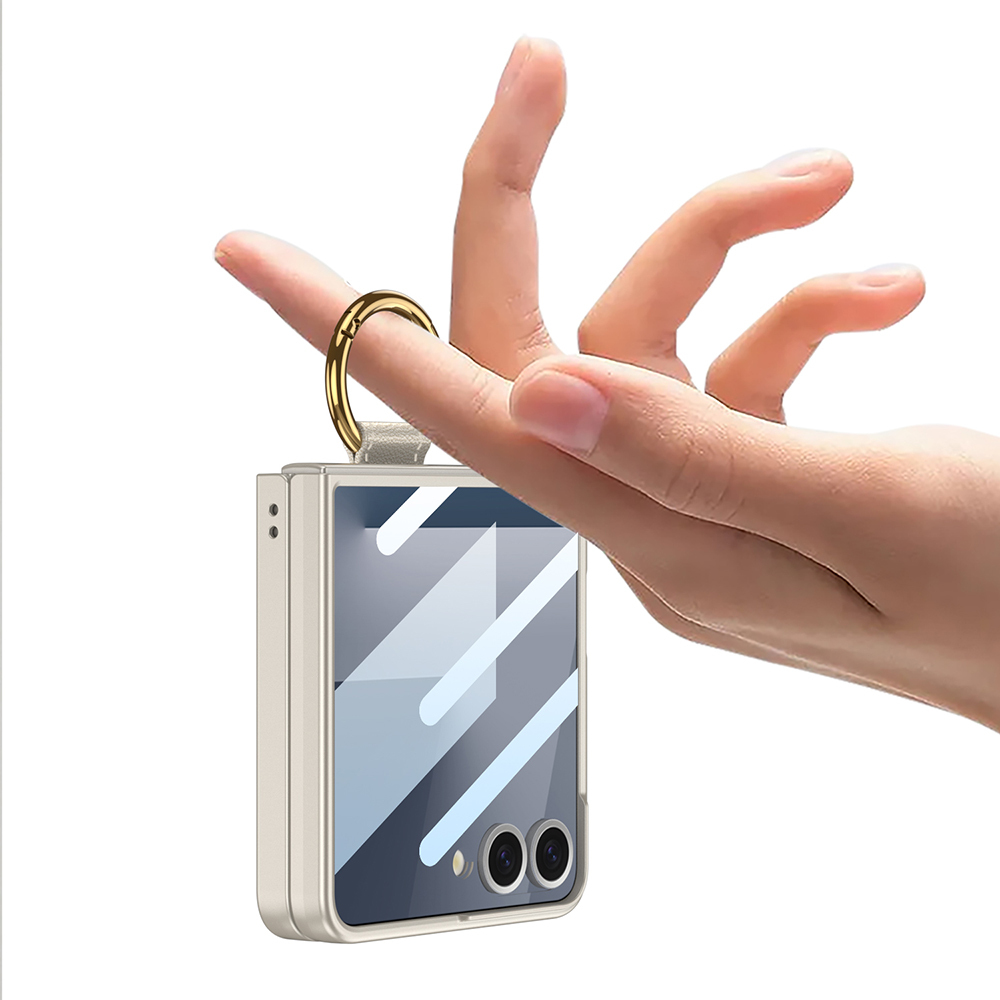 Galaxy Z Flip 7 Case M-safe Charging Feature Zore Kıpta Ring Flip Hard Cover - 12