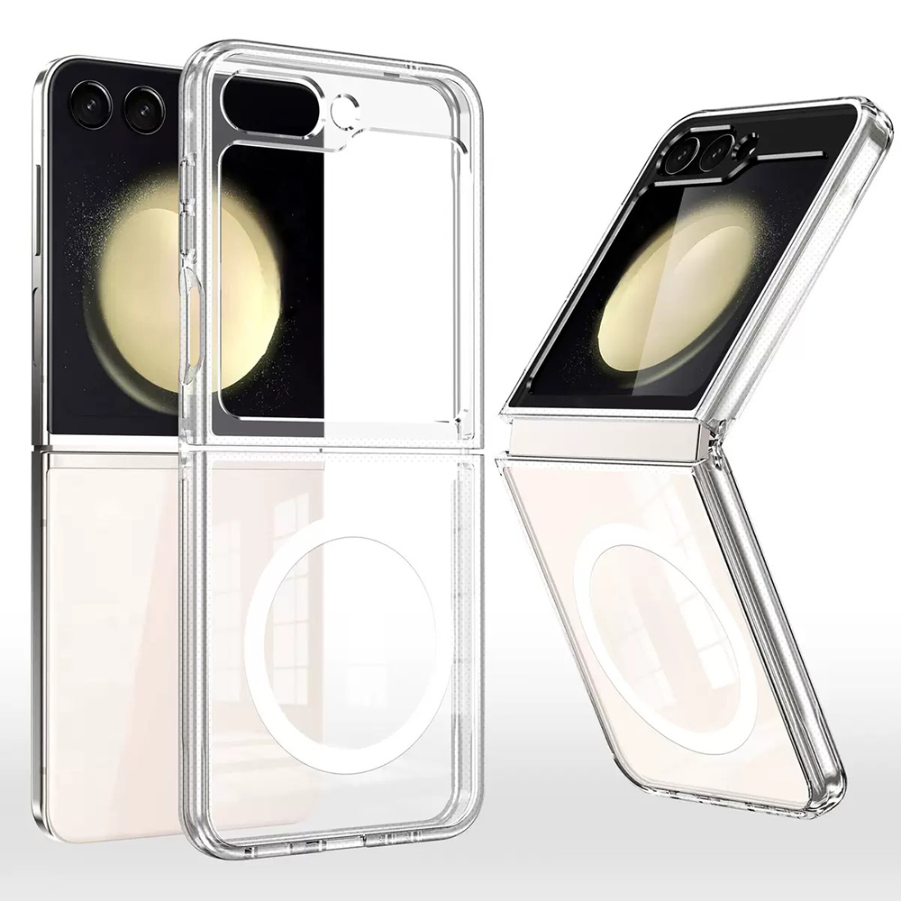 Galaxy Z Flip 7 Case M-safe Charging Transparent Hard PC Zore Embos Cover - 1