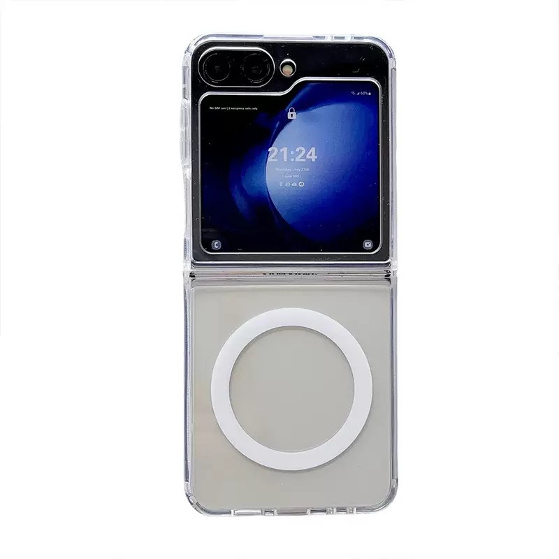Galaxy Z Flip 7 Case M-safe Charging Transparent Hard PC Zore Embos Cover - 3
