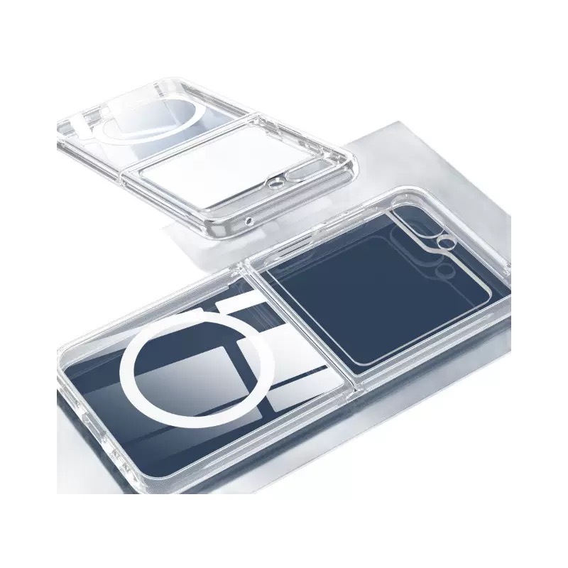 Galaxy Z Flip 7 Case M-safe Charging Transparent Hard PC Zore Embos Cover - 6
