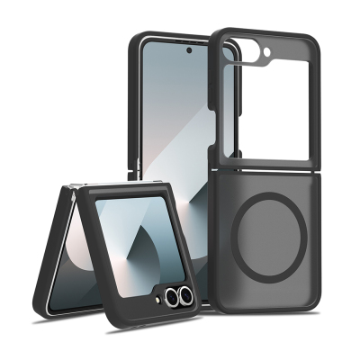 Galaxy Z Flip 7 FE Case with M-Safe Charging and Camera Protection - Zore Lunex Cover Black