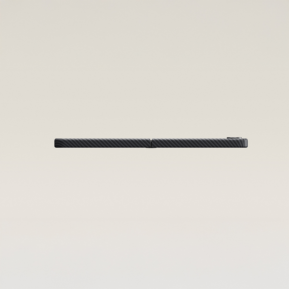 Galaxy Z Flip 7 Kılıf M-safe Şarj Özellikli 600D Aramid Fiber Pitaka Ultra-Slim Classic Serisi Black-Grey Twill Kapak - 10