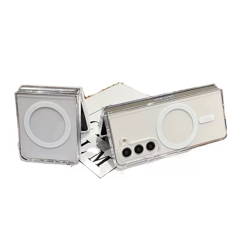 Galaxy Z Flip 7 Kılıf M-safe Şarj Özellikli Şeffaf Sert PC Zore Embos Kapak - 5