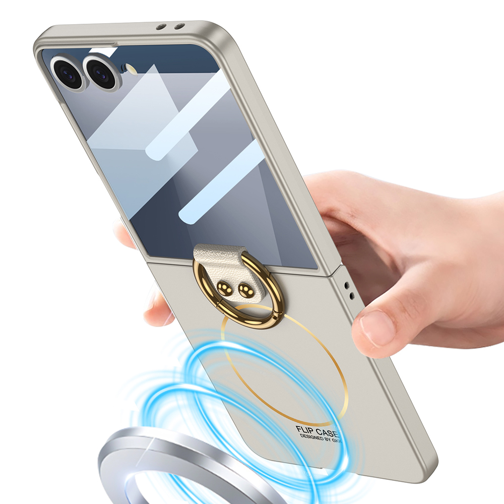 Galaxy Z Flip 7 Kılıf M-safe Şarj Özellikli Zore Kıpta Yüzüklü Flip Sert Kapak - 9
