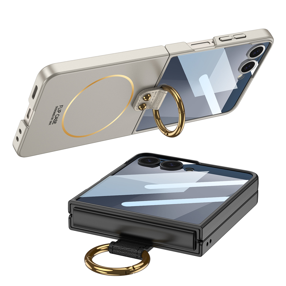 Galaxy Z Flip 7 Kılıf M-safe Şarj Özellikli Zore Kıpta Yüzüklü Flip Sert Kapak - 11