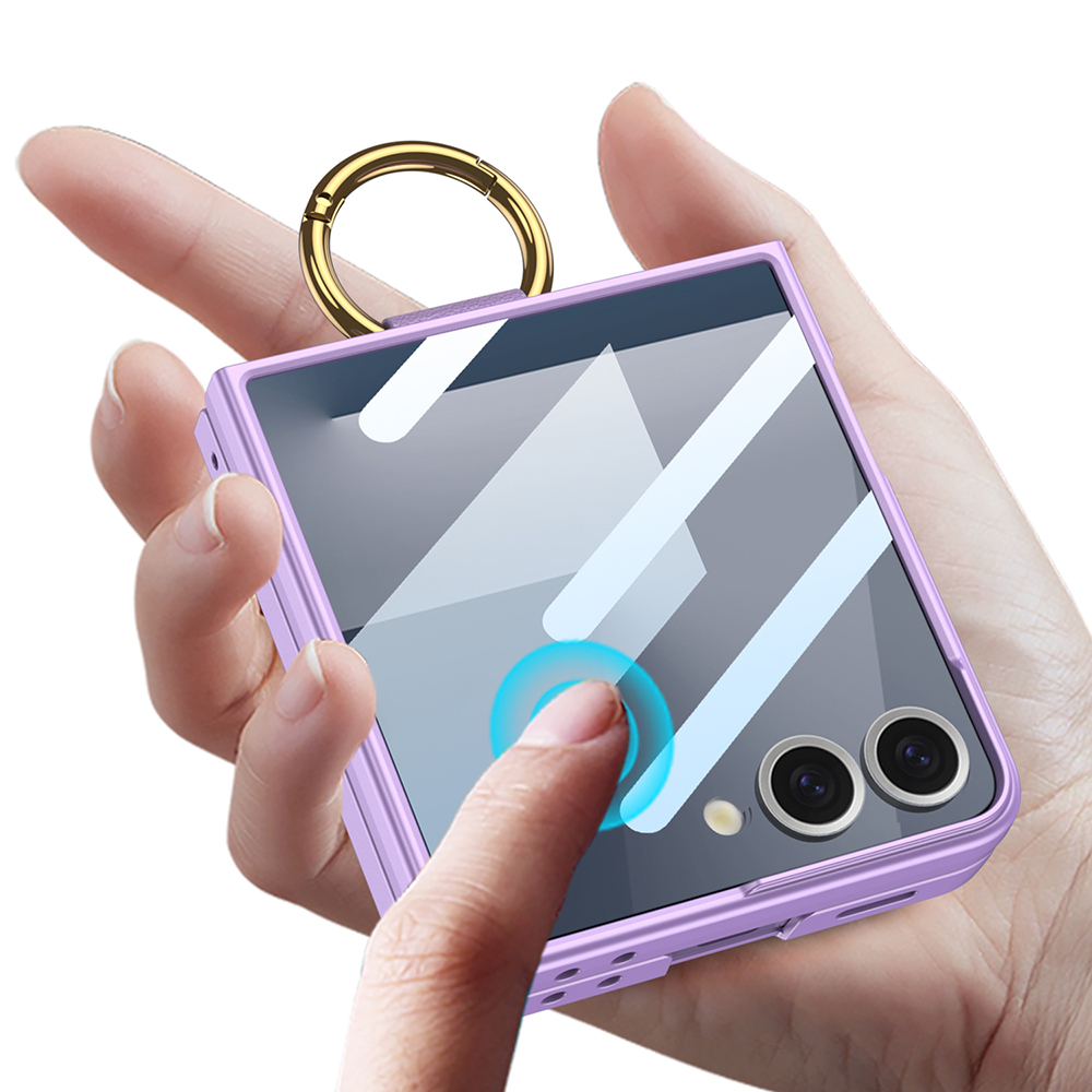 Galaxy Z Flip 7 Kılıf M-safe Şarj Özellikli Zore Kıpta Yüzüklü Flip Sert Kapak - 13