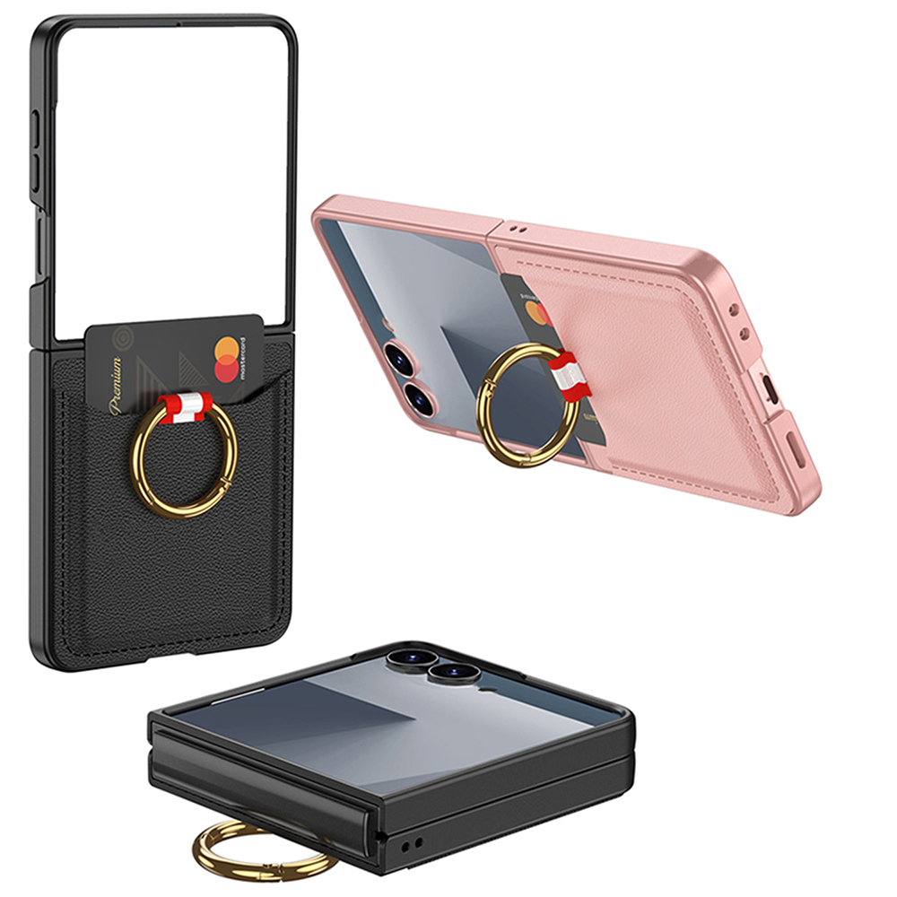 Galaxy Z Flip 7 Zore Kıpta Yüzüklü Kartlıklı Kapak - 7