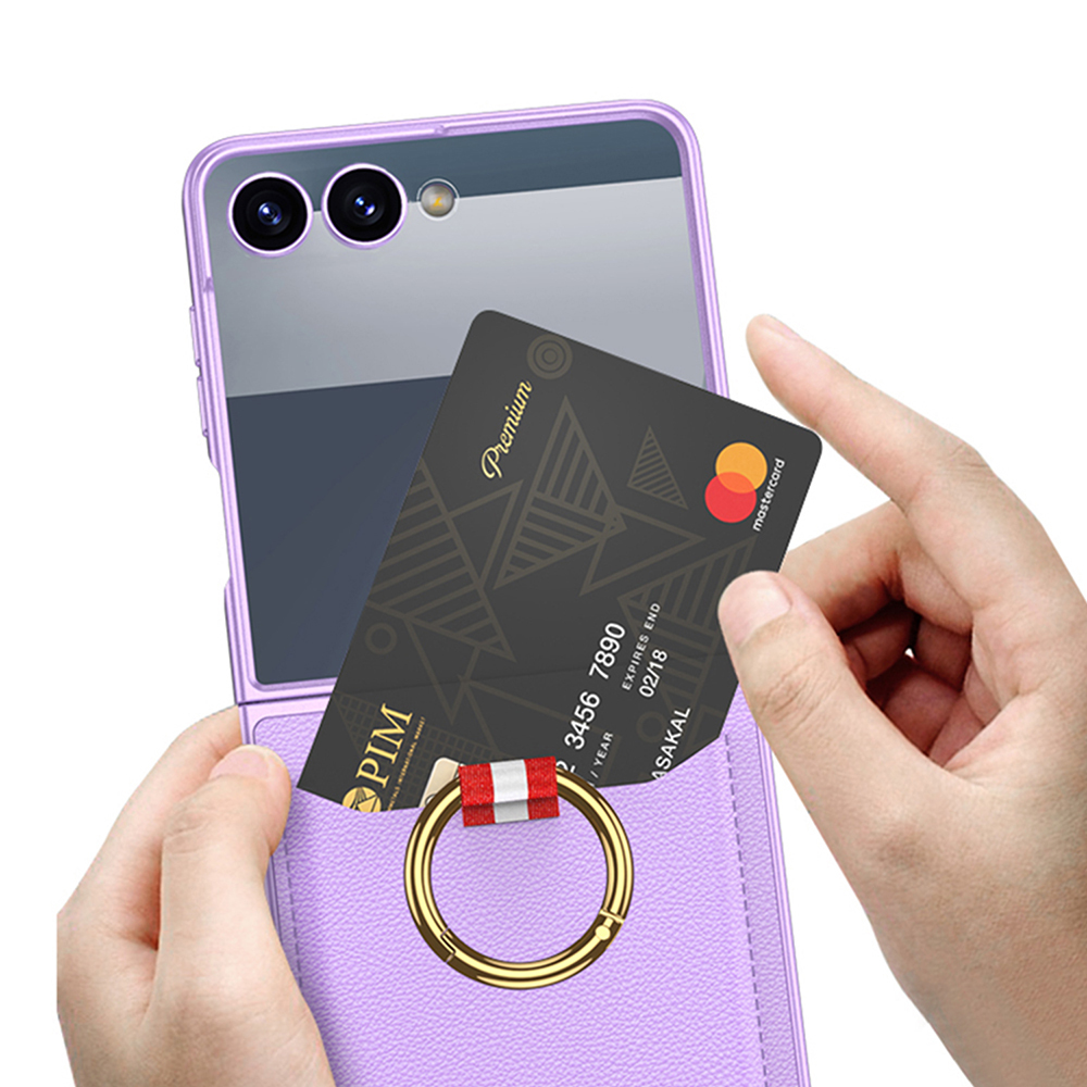 Galaxy Z Flip 7 Zore Kıpta Yüzüklü Kartlıklı Kapak - 8