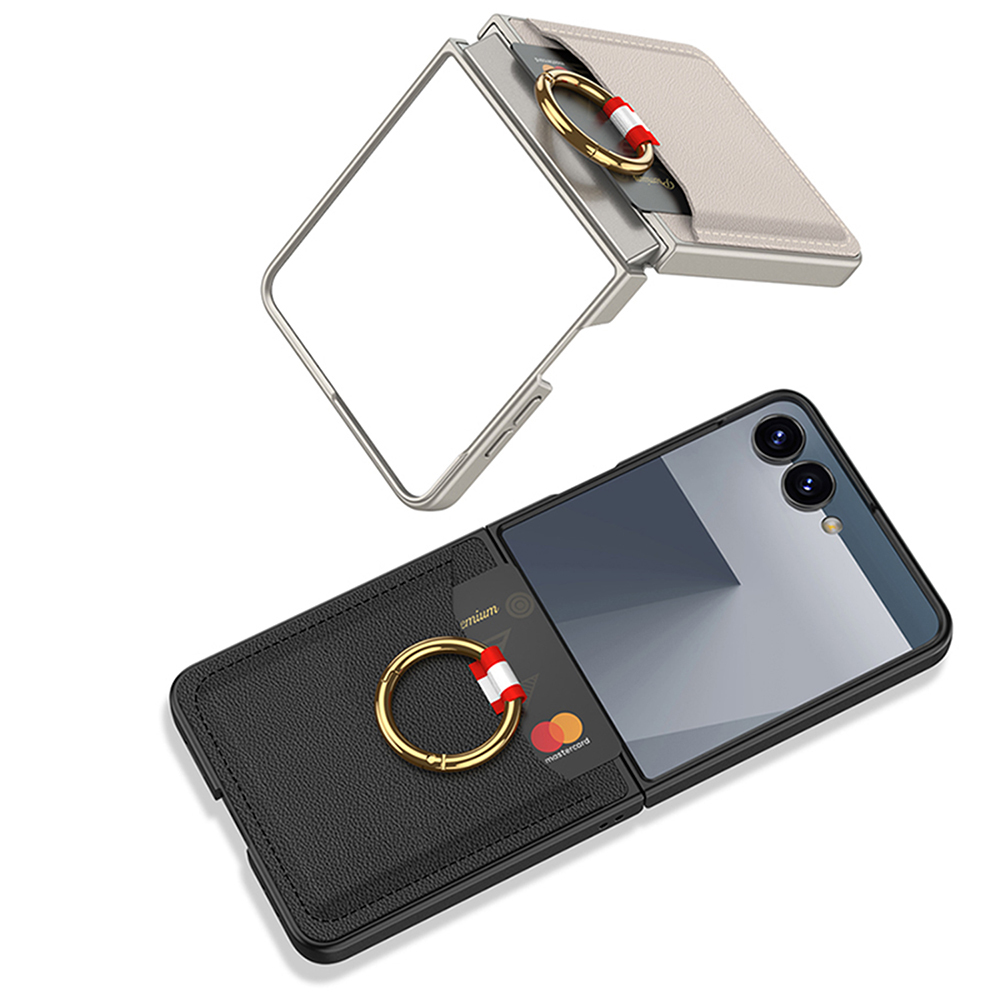 Galaxy Z Flip 7 Zore Kıpta Yüzüklü Kartlıklı Kapak - 10