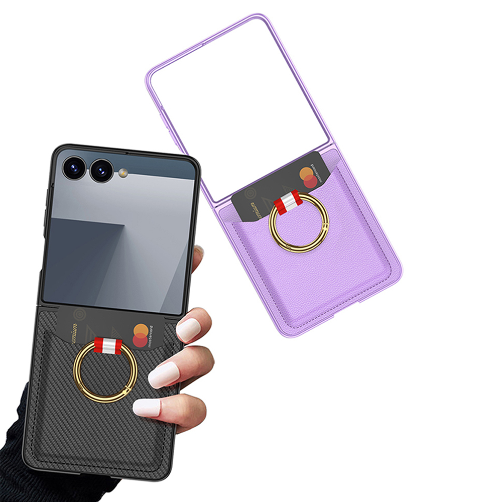 Galaxy Z Flip 7 Zore Kıpta Yüzüklü Kartlıklı Kapak - 11
