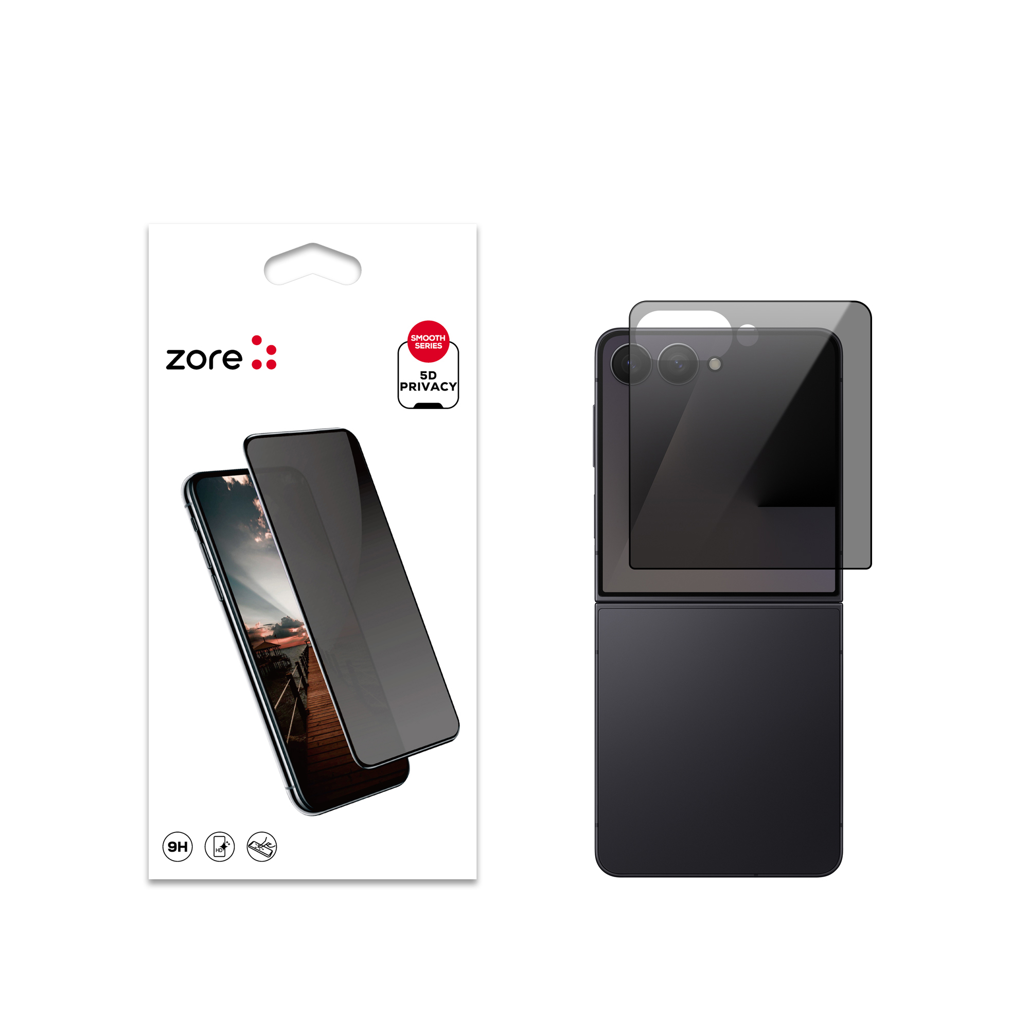 Galaxy Z Flip 7 Zore New 5D Privacy Temperli Ekran Koruyucu - 1