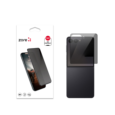 Galaxy Z Flip 7 Zore New 5D Privacy Temperli Ekran Koruyucu Siyah
