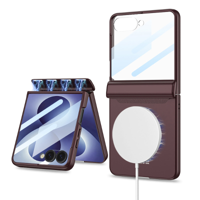 Galaxy Z Flip 8 Case M-safe Charging Enabled Zore Kipta KPT-04 Hard PC Cover Plum