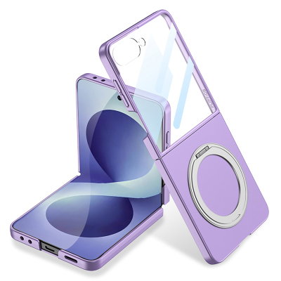 Galaxy Z Flip 8 Case M-safe Charging Feature, Zore Ring Holder, and Camera Protection. Purple