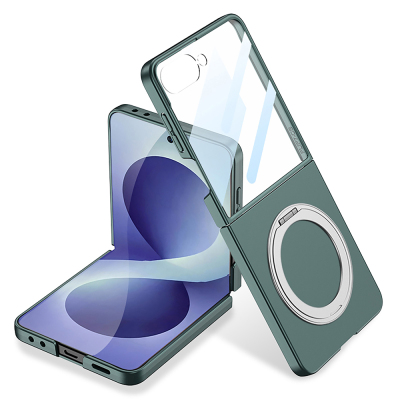 Galaxy Z Flip 8 Case M-safe Charging Feature, Zore Ring Holder, and Camera Protection. Green