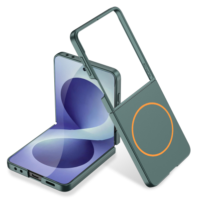 Galaxy Z Flip 8 Case Wireless Charging Zore Kıpta M-safe Cover Green