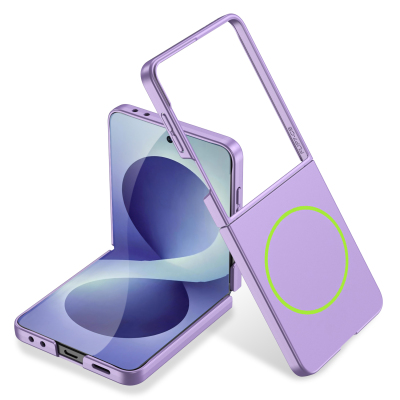 Galaxy Z Flip 8 Case Wireless Charging Zore Kıpta M-safe Cover Purple