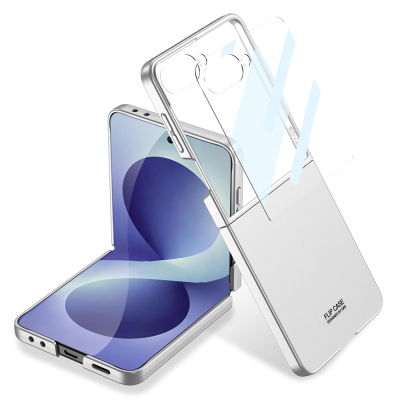 Galaxy Z Flip 8 Case Zore Hard Cover Silver