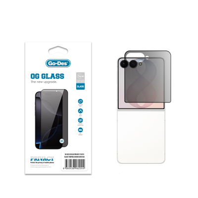 Galaxy Z Flip 8 Go Des OG Glass Privacy Antistatic Tempered Glass Screen Protector Black