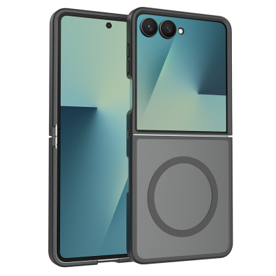 Galaxy Z Flip 8 Kılıf M-Safe Şarj Özellikli Kamera Korumalı Zore Lunex Kapak Siyah