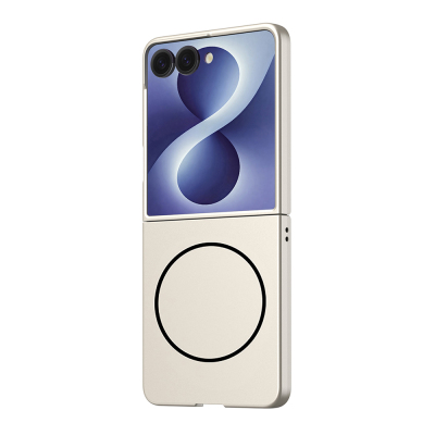 Galaxy Z Flip 8 Kılıf Wireless Şarj Özellikli Zore Kıpta M-safe Kapak Titanyum