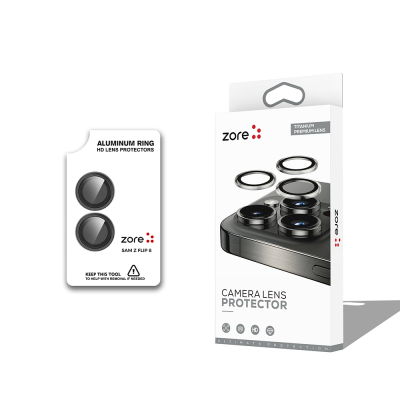 Galaxy Z Flip 8 Zore CL-12 Premium Safir Parmak İzi Bırakmayan Anti-Reflective Kamera Lens Koruyucu Siyah