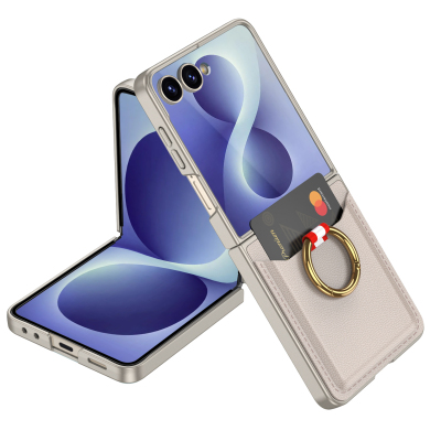 Galaxy Z Flip 8 Zore Kıpta Ring Holder Card Cover Titanyum
