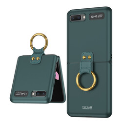 Galaxy Z Flip Case Zore Flip Ring Kıpta Cover Dark Green