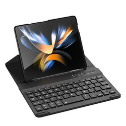 Galaxy Z Fold 3 Kılıf Standlı Bluetooth Klavyeli Zore Kıpta Keyboard Set Kılıf Siyah