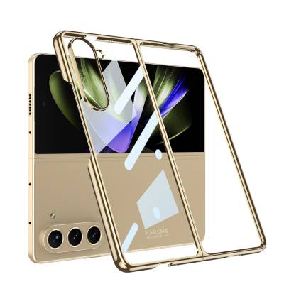 Galaxy Z Fold 5 Case Zore Full Glass Kıpta Cover Gold