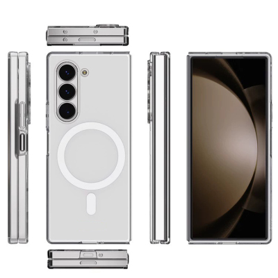 Galaxy Z Fold 6 Case Camera Protection M-safe Hard PC Zore Porto Cover Şeffaf