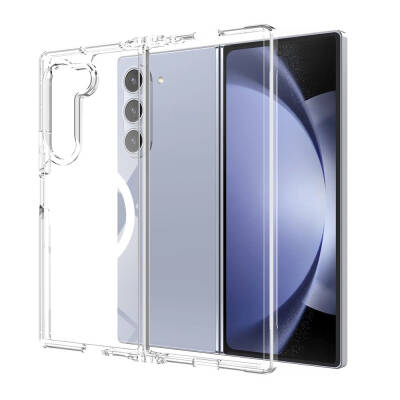 Galaxy Z Fold 6 Case Magsafe Charging Featured Transparent Hard PC Zore Embos Cover Şeffaf