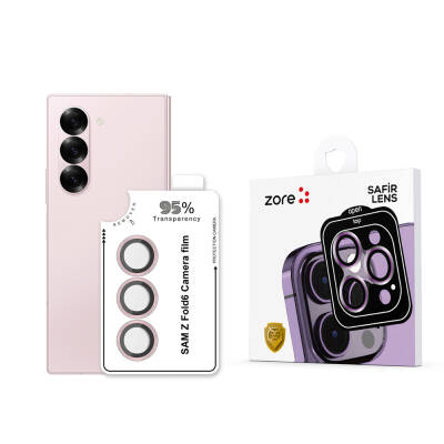 Galaxy Z Fold 6 Zore CL-11 Sapphire Anti-Fingerprint Anti-Reflective Camera Lens Protector Pink