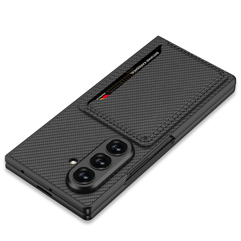 Galaxy Z Fold 7 Artificial Leather Back Surface Zore Card Holder Silicone Cover - 13