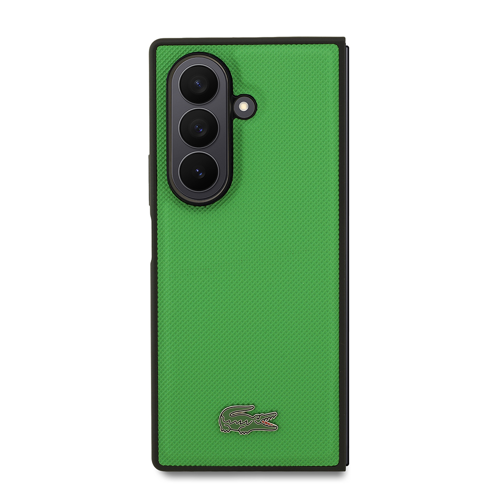 Galaxy Z Fold 7 Case Lacoste Original Licensed M-Safe Charging Feature Pique Patterned Back Surface Iconic Crocodile Metal Logo Cover - 4