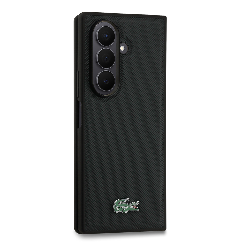 Galaxy Z Fold 7 Case Lacoste Original Licensed M-Safe Charging Feature Pique Patterned Back Surface Iconic Crocodile Metal Logo Cover - 13